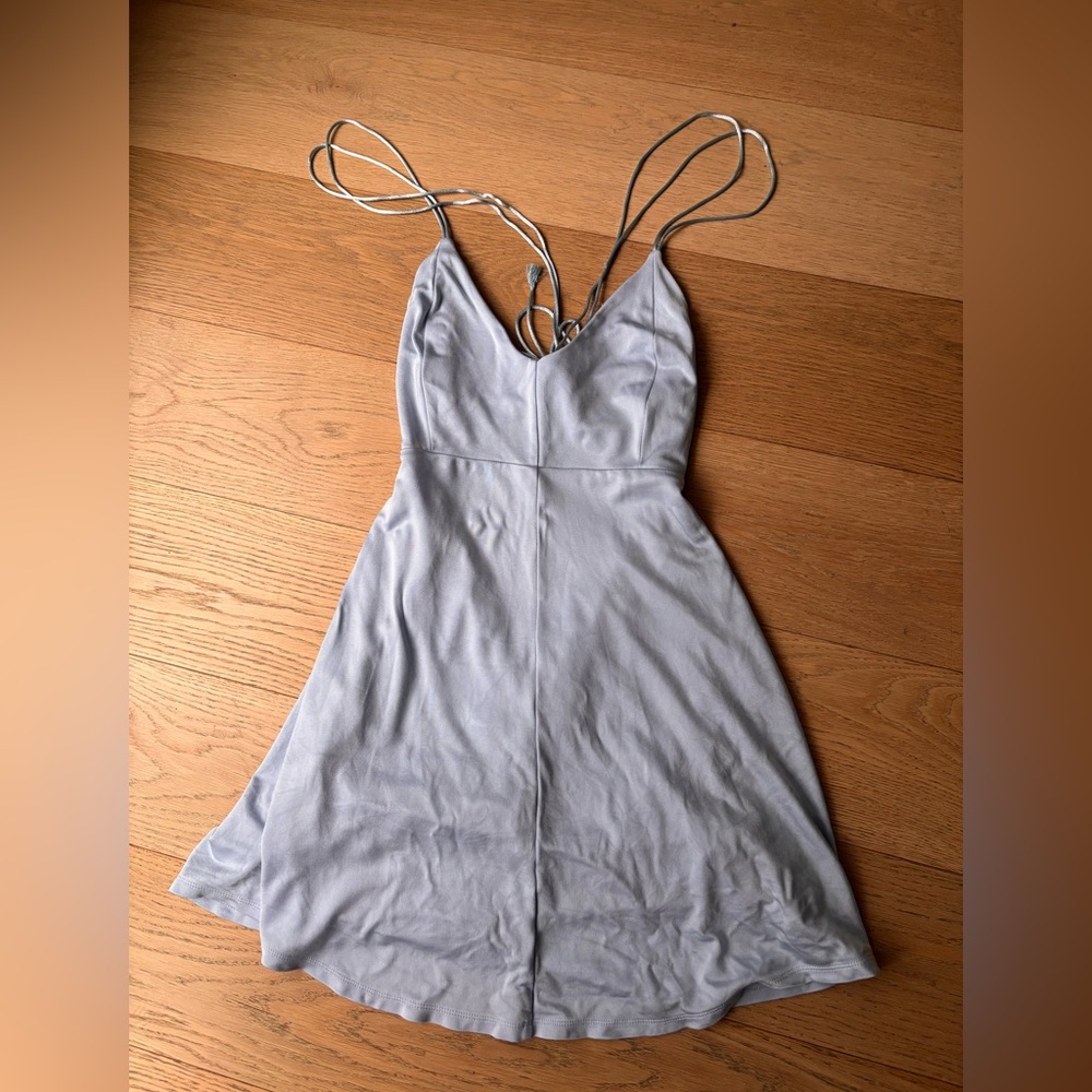 Wilfred Light Blue Backless Strappy Mini Dress